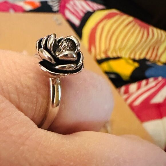 ROSE Gothic Antique Washed Silver Rose Ring Adjustable Detachable Poison - Picture 3 of 12